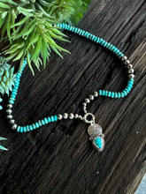 Load image into Gallery viewer, Kingman Turquoise Lotus Flower  Talisman Necklace -3 in 1 Necklace
