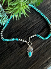 Load image into Gallery viewer, Kingman Turquoise Lotus Flower  Talisman Necklace -3 in 1 Necklace
