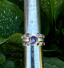 Load image into Gallery viewer, Triple Sterling Silver Stacker Ring With 14k gold-filled accents, Mystic Topaz, Emerald, Amethyst, Moissonite and Tourmaline
