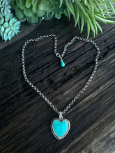 Load image into Gallery viewer, Kingman Turquoise And Sterling Silver Heart Necklace
