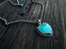 Load image into Gallery viewer, Kingman Turquoise And Sterling Silver Heart Necklace
